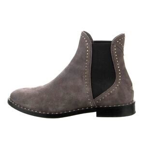 Jimmy Choo 6.5 Suede CRYSTAL Merril Flat Chelsea Ankle Boots w BOX Flat Gray
